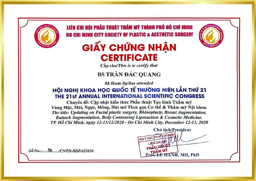 Hội nghị khoa học quốc tế lần 21 năm 2020 – BS. Trần Đắc Quang