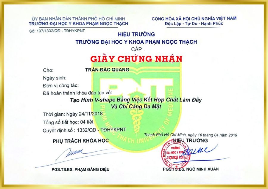 Tạo hình V-shape bằng làm đầy và chỉ căng da mặt 2019 – BS. Trần Đắc Quang